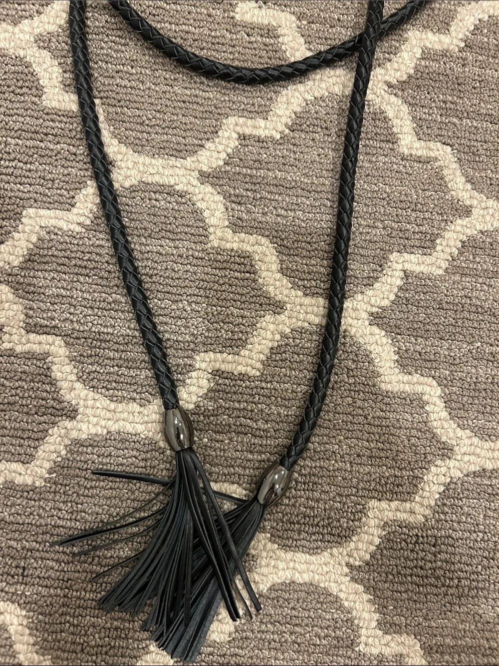 W by Worth Black Braided Tassel Belt